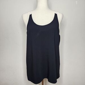 TIBI Black and Ivory Crepe Racerback Slinky Tank‎ Top Size 6